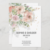 Sparkling Dusty Rose Eukalyptus Greenerity Wedding Ankündigung (Vorne/Hinten)