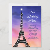 Sparkling Eiffelturm Sonnenuntergang 21. Geburtsta Einladung (Vorderseite)
