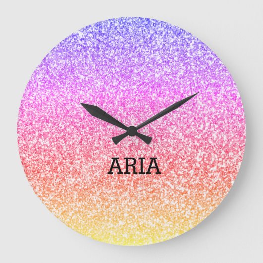 Sparkling elegant gurt Regenbogen bunt niedlich Große Wanduhr (Vorderseite)