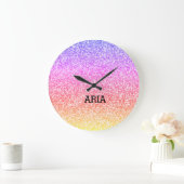 Sparkling elegant gurt Regenbogen bunt niedlich Große Wanduhr (Zuhause)