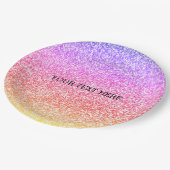 Sparkling elegant gurt Regenbogen bunt niedlich Pappteller (Schrägansicht)