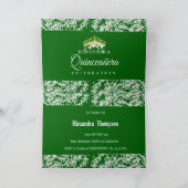 Sparkling Emerald Green Quinceañera Spanisch Einladung (Innenseite)