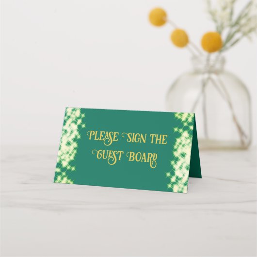 Sparkling Emerald Green Quinceañera Spanisch Platzkarte (Vorderseite)