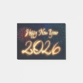 Sparkling Fireworks Happy New Year 2026 Post-it Klebezettel (Vorderseite)