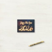 Sparkling Fireworks Happy New Year 2026 Post-it Klebezettel (Auf Schreibtisch)