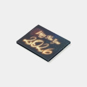 Sparkling Fireworks Happy New Year 2026 Post-it Klebezettel (angewinkelt)