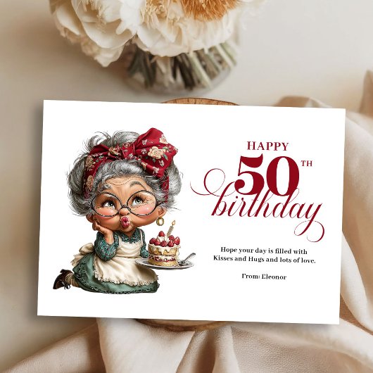 Sparkling Funny 50th Quirky Birthday Lady Card Einladung