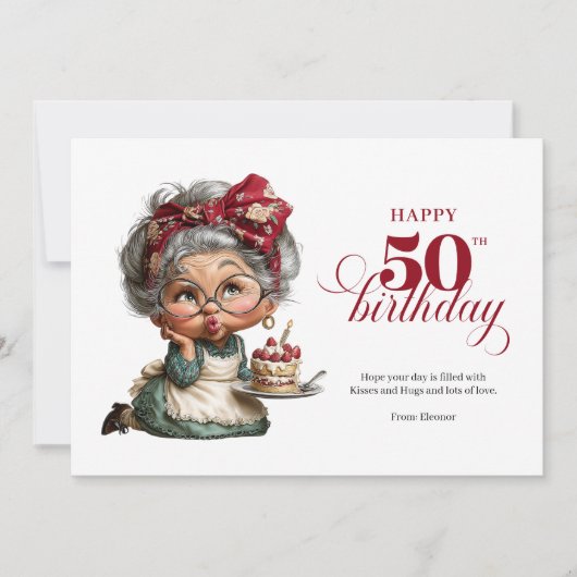 Sparkling Funny 50th Quirky Birthday Lady Card Einladung (Vorderseite)