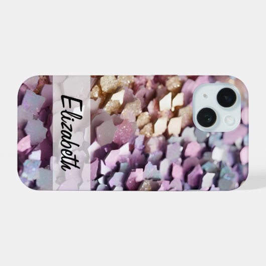 Sparkling Girly Pastel Glitzer iPhone 15 Hülle (Rückseite (Horizontal))