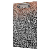 Sparkling Girly Rose Gold Glitzer Leopard Monogram Klemmbrett (Links)