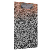 Sparkling Girly Rose Gold Glitzer Leopard Monogram Klemmbrett (Rechts)