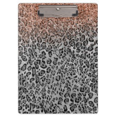 Sparkling Girly Rose Gold Glitzer Leopard Monogram Klemmbrett (Vorderseite)
