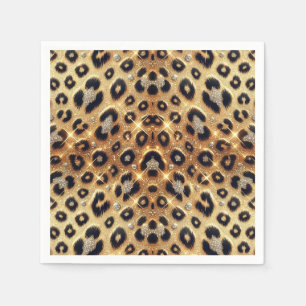 Sparkling Glamour Gold Schwarz Leopard Cheetah Dru Serviette