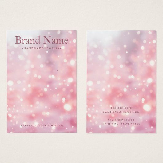 Sparkling glitter lights pink earring display card (Vorne & Hinten)