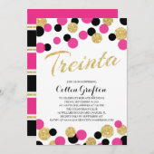 Sparkling Glitzer Confetti | 30. TREINTA Geburtsta Einladung (Vorne/Hinten)