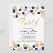 Sparkling Glitzer Confetti | 40. Geburtstag Einladung (Vorderseite)