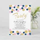 Sparkling Glitzer Confetti | 40. Geburtstag Einladung (Stehend Vorderseite)