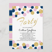 Sparkling Glitzer Confetti | 40. Geburtstag Einladung (Vorne/Hinten)