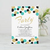 Sparkling Glitzer Confetti | 40. Geburtstag Einladung (Stehend Vorderseite)