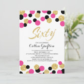 Sparkling Glitzer Confetti | 60. Geburtstag Einladung (Stehend Vorderseite)
