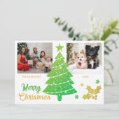 Sparkling Glitzer Weihnachtsbaum Zwei Fotos Feiertagskarte (Stehend Vorderseite)