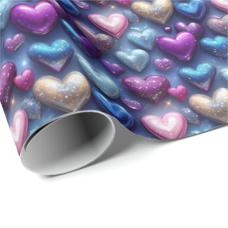 Sparkling Glossy Heart Gift Wrap: Radiant Elegance Geschenkpapier