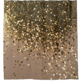 Sparkling Gold Brown Glitzer Glam #1 (Imitats Glit Duschvorhang (Vorderseite)
