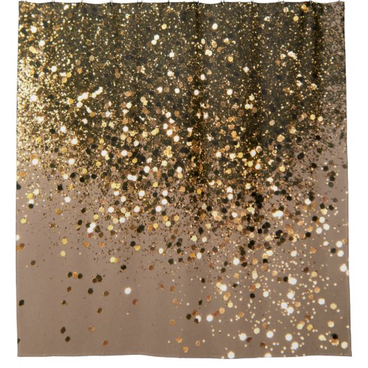 Sparkling Gold Brown Glitzer Glam #1 (Imitats Glit Duschvorhang (Vorderseite)