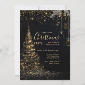 Sparkling Gold Christmas Tree Invitation Einladung (Vorderseite)