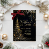 Sparkling Gold Christmas Tree Invitation Einladung