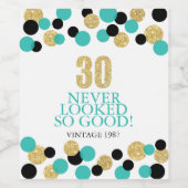 Sparkling Gold Glitzer Aquamarin Confetti 30. Gebu Weinetikett (Einzelnes Label)