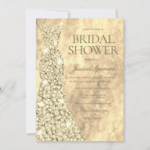 Sparkling Gold Glitzer Dress Gown Brautparty Einladung (Vorderseite)