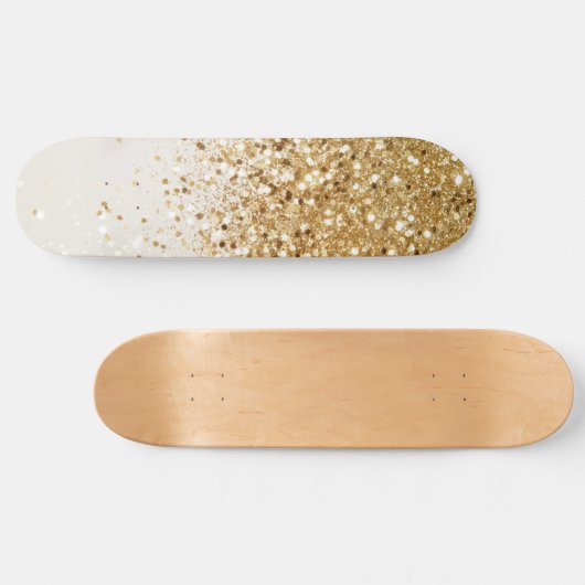 Sparkling Gold Glitzer Glam #2 Skateboard (Horizontal)