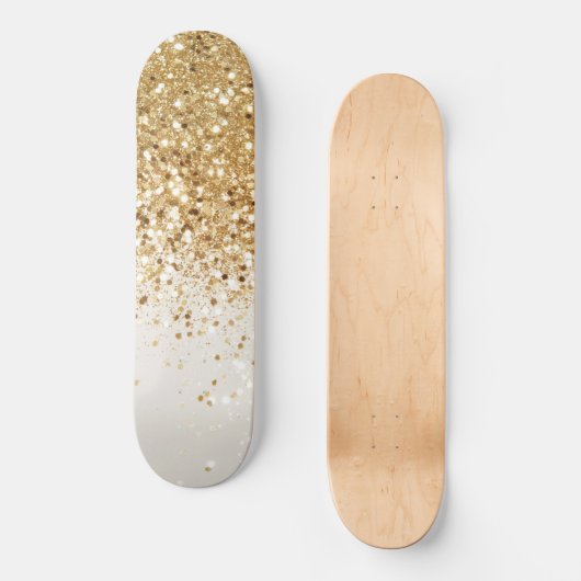 Sparkling Gold Glitzer Glam #2 Skateboard (Vorderseite)
