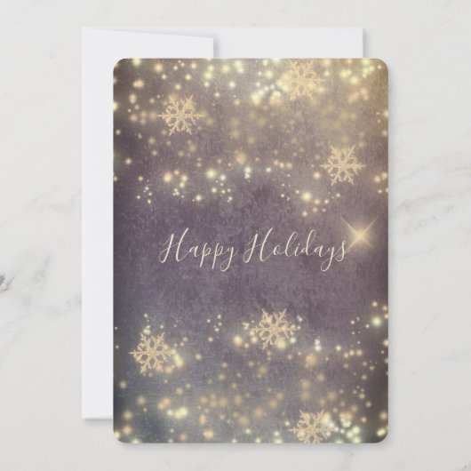 Sparkling Gold Schneeflocken Weihnachten Einladung (Rückseite)