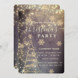 Sparkling Gold Schneeflocken Weihnachten Einladung