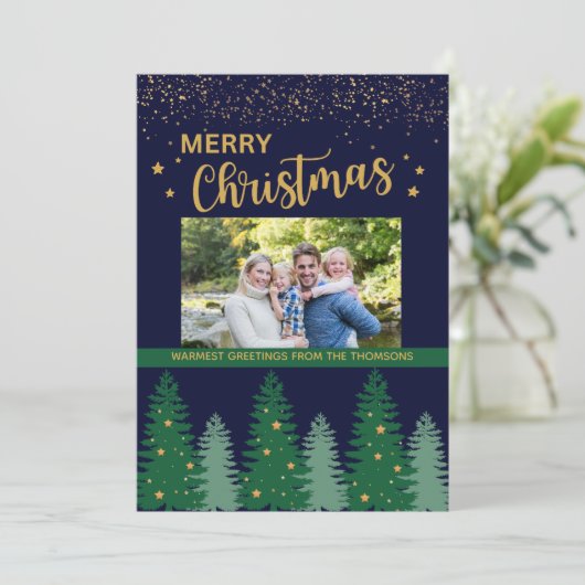 Sparkling Gold Stilvolle Winterpine Weihnachten (Stehend Vorderseite)