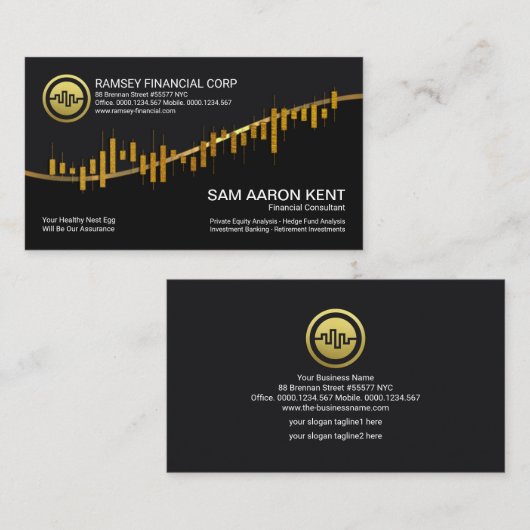 Sparkling Gold Stock Exchange Graph Financial Visitenkarte (Vorne/Hinten)