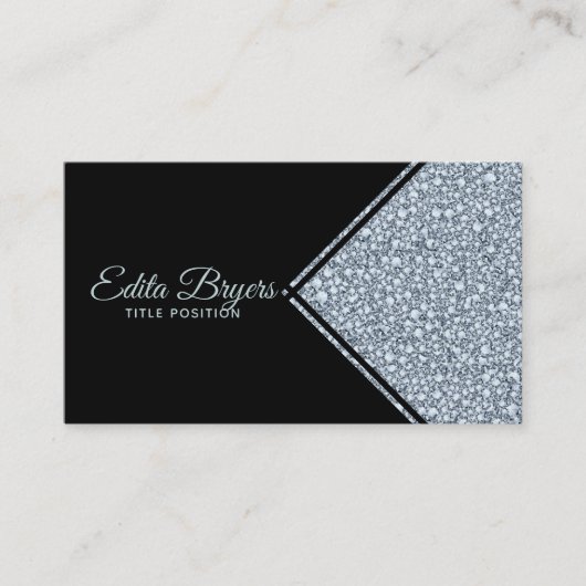 Sparkling Gray Diamonds Glitzer Visitenkarte (Vorderseite)