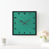 Sparkling Green Glitter Texture Quadratische Wanduhr (Zuhause)