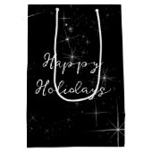 Sparkling Green Ribbon Weihnachtsbaum Mittlere Geschenktüte (Rückseite)