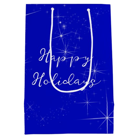 Sparkling Green Ribbon Weihnachtsbaum Mittlere Geschenktüte (Rückseite)