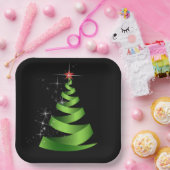 Sparkling Green Ribbon Weihnachtsbaum Pappteller (Party)