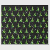 Sparkling Grüne Weihnachtsbaumen Geschenkpapier (Flach)