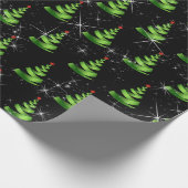 Sparkling Grüne Weihnachtsbaumen Geschenkpapier (Ecke)