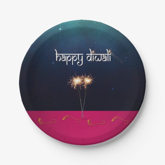 Sparkling Happy Diwali - Papierplatte Pappteller (Vorderseite)