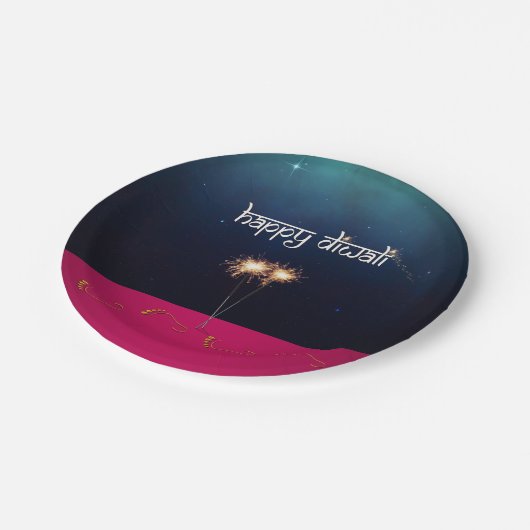 Sparkling Happy Diwali - Papierplatte Pappteller (Schrägansicht)