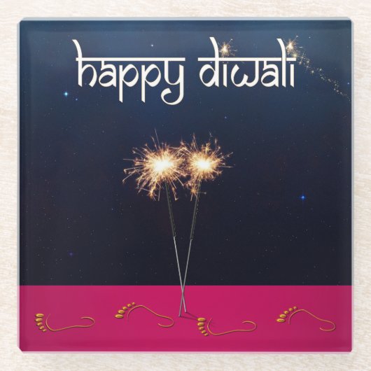Sparkling Happy Diwali - Untersetzer aus Glas (Vorderseite)