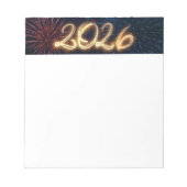 Sparkling Happy New Year Fireworks 2026 Notizblock (Vorderseite)