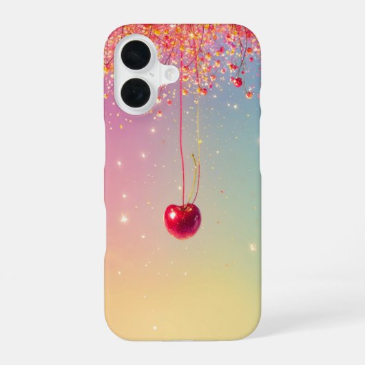 Sparkling Heart & Cherry Romantic Phone Case iPhone 16 Hülle (Rückseite)